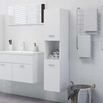 Armario De Baño | Mueble Baño Madera Contrachapada Blanco 30x30x130 Cm Cfw739963