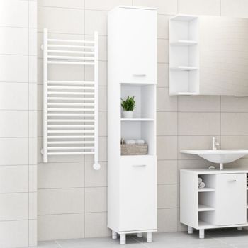 Armario De Baño | Mueble Baño Madera Contrachapada Blanco 30x30x179 Cm Cfw739964