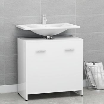 Armario De Baño | Mueble Baño Madera Contrachapada Blanco 60x33x61 Cm Cfw739980