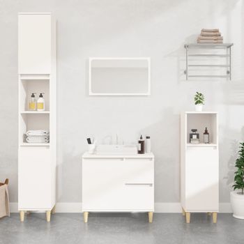 Armario De Baño | Mueble Baño Madera Contrachapada Blanco 65x33x60 Cm Cfw739989