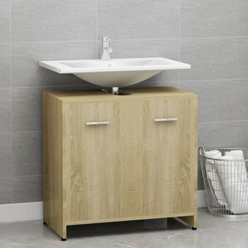 Armario De Baño | Mueble Baño Madera Contrachapada Color Roble 60x33x61 Cm Cfw740019