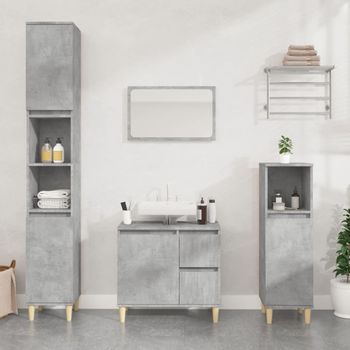 Armario De Baño | Mueble Baño Madera Contrachapada Gris Hormigón 30x30x100 Cm Cfw740026