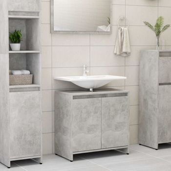 Armario De Baño | Mueble Baño Madera Contrachapada Gris Hormigón 60x33x61 Cm Cfw740037