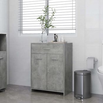 Armario De Baño | Mueble Baño Madera Contrachapada Gris Hormigón 60x33x80 Cm Cfw740038