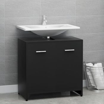 Armario De Baño | Mueble Baño Madera Contrachapada Negro 60x33x61 Cm Cfw740099