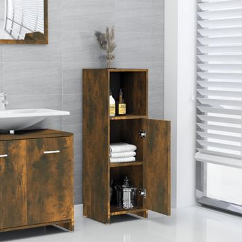 Armario De Baño | Mueble Baño Madera Contrachapada Roble Ahumado 30x30x95 Cm Cfw740111