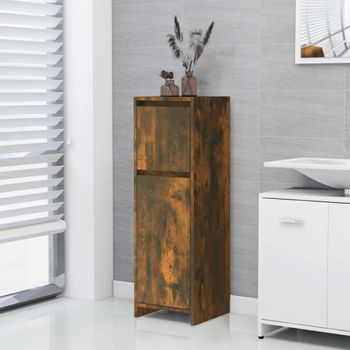 Armario De Baño | Mueble Baño Madera Contrachapada Roble Ahumado 30x30x95 Cm Cfw740112