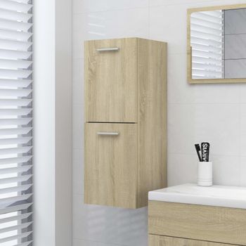 Armario De Baño | Mueble Baño Madera Contrachapada Roble Sonoma 30x30x80 Cm Cfw740139