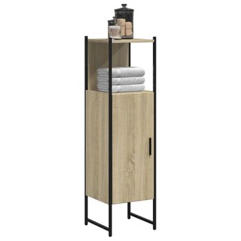 Armario De Baño | Mueble Baño Madera Ingeniería Roble Sonoma 33x33x120,5 Cm Cfw740185