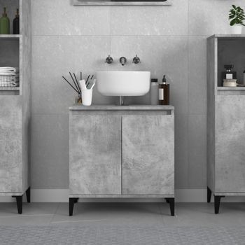 Armario De Almacenamiento | Armario De Lavabo Madera Contrachapada Gris Hormigón 58x33x60cm Cfw740292