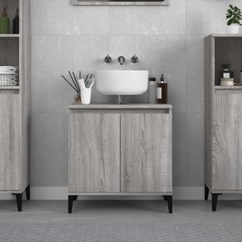 Armario De Almacenamiento | Armario De Lavabo Madera Contrachapada Gris Sonoma 58x33x60 Cm Cfw740295