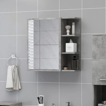 Armario Espejo Baño | Mueble Baño Contrachapada Gris Hormigón 62,5x20,5x64 Cm Cfw741292