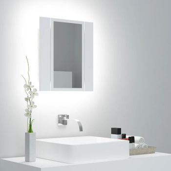 Armario Espejo De Baño | Mueble Baño Con Luz Led Acrílico Blanco 40x12x45 Cm Cfw741299