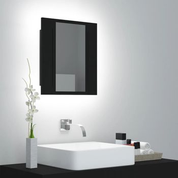 Armario Espejo De Baño | Mueble Baño Con Luz Led Acrílico Negro 40x12x45 Cm Cfw741305