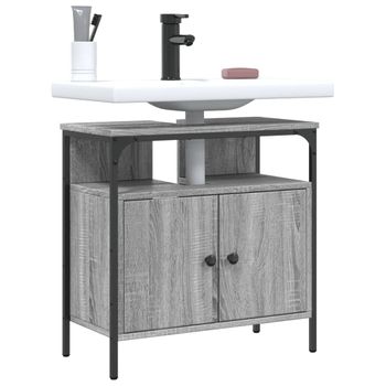 Armario Lavabo Baño | Mueble Baño Madera Ingeniería Gris Sonoma 60x30x60 Cm Cfw741380