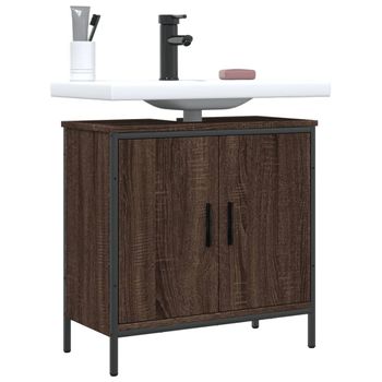 Armario Lavabo Baño | Mueble Baño Madera Ingeniería Roble Marrón 60x30x60 Cm Cfw741392