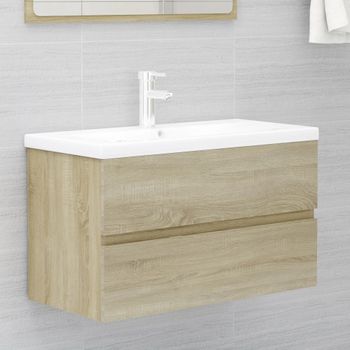 Armario De Almacenamiento | Armario Lavabo Madera Contrachapada Roble Sonoma 80x38,5x45cm Cfw741403