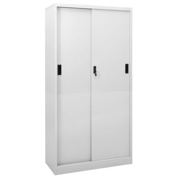 Armario De Almacenamiento | Armario Oficina Puerta Corredera Acero Gris Claro 90x40x180 Cm Cfw741455