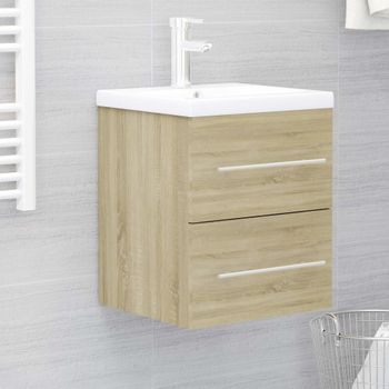 Armario De Almacenamiento | Armario Para Lavabo Contrachapada Color Roble 41x38,5x48 Cm Cfw741480