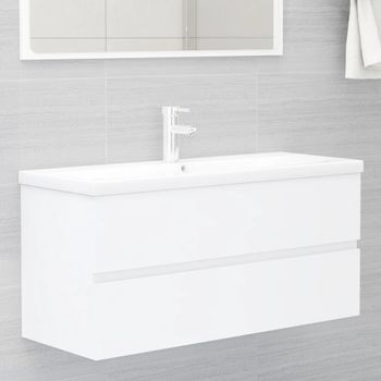 Armario De Almacenamiento | Armario Para Lavabo Madera Contrachapada Blanco 100x38,5x45 Cm Cfw741492