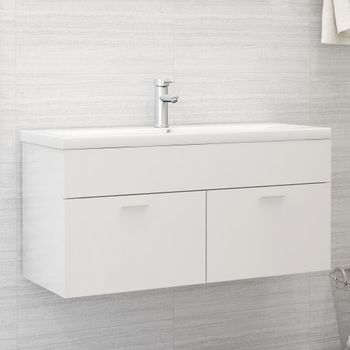 Armario De Almacenamiento | Armario Para Lavabo Madera Contrachapada Blanco 100x38,5x46 Cm Cfw741493