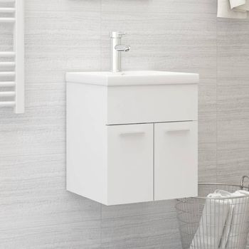 Armario De Almacenamiento | Armario Para Lavabo Madera Contrachapada Blanco 41x38,5x46 Cm Cfw741494