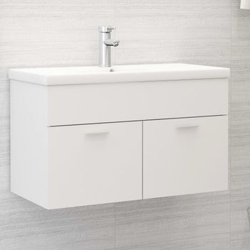 Armario De Almacenamiento | Armario Para Lavabo Madera Contrachapada Blanco 80x38,5x46 Cm Cfw741502