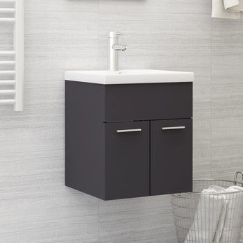 Armario De Almacenamiento | Armario Para Lavabo Madera Contrachapada Gris 41x38,5x46 Cm Cfw741505