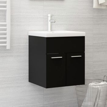 Armario De Almacenamiento | Armario Para Lavabo Madera Contrachapada Negro 41x38,5x46 Cm Cfw741509