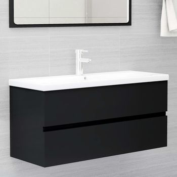 Armario De Almacenamiento | Armario Para Lavabo Madera Contrachapada Negro100x38,5x45 Cm Cfw741519