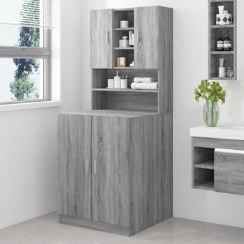 Armario De Almacenamiento | Armario Para Lavadora Madera Contrachapada Gris Sonoma Cfw741526