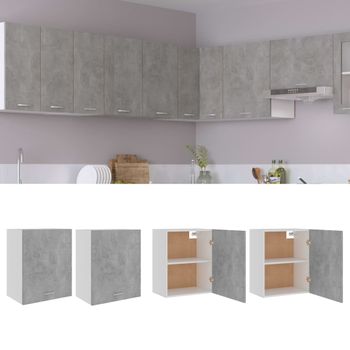 Pack 2 Uds Armarios Colgantes | Mueble Pared | Armario De Pared Madera Contrachapada Gris 50x31x60 Cm Cfw741682