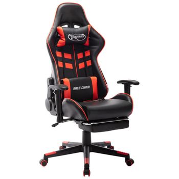 Silla De Gaming | Silla De Oficina | Silla Gamer Ergonomica Con Reposapiés Cuero Sintético Negro Y Rojo Cfw789814