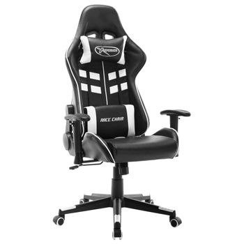 Silla De Gaming | Silla De Oficina | Silla Gamer Ergonomica De Cuero Sintético Negro Y Blanco Cfw789822