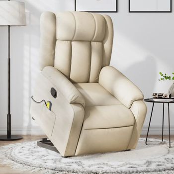 Silla De Masaje | Sillón De Relax | Silla De Relax Reclinable De Pie De Tela Color Crema Cfw789832