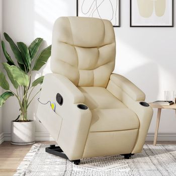 Silla De Masaje | Sillón De Relax | Silla De Relax Reclinable De Pie De Tela Color Crema Cfw789835