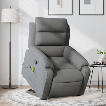 Silla De Masaje | Sillón De Relax | Silla De Relax Reclinable De Pie De Tela Gris Oscuro Cfw789844