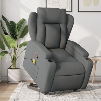 Silla De Masaje | Sillón De Relax | Silla De Relax Reclinable De Pie De Tela Gris Oscuro Cfw789849