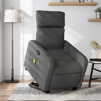 Silla De Masaje | Sillón De Relax | Silla De Relax Reclinable De Pie De Tela Gris Oscuro Cfw789851