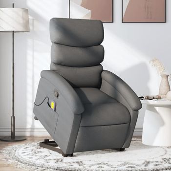 Silla De Masaje | Sillón De Relax | Silla De Relax Reclinable De Pie De Tela Gris Oscuro Cfw789852