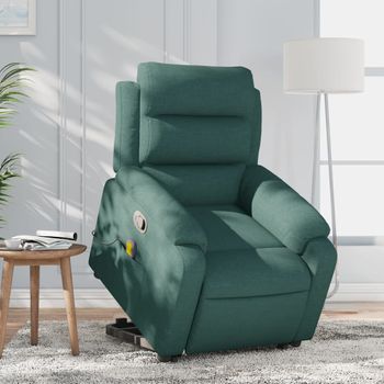 Silla De Masaje | Sillón De Relax | Silla De Relax Reclinable De Pie De Tela Verde Oscura Cfw789870