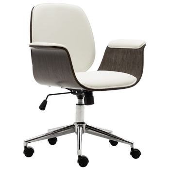 Silla De Masaje | Silla De Gaming De Madera Curvada Y Cuero Sintético Blanco Cfw789899