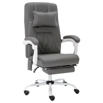 Silla De Masaje | Silla De Gaming De Masaje Cuero Sintético Gris Cfw789901