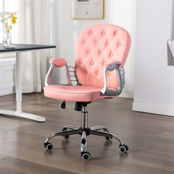 Silla De Masaje | Silla De Gaming Giratoria De Cuero Sintético Rosa Cfw789941