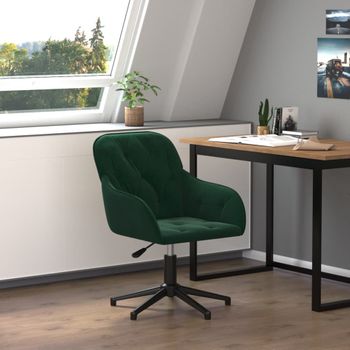 Silla De Masaje | Silla De Gaming Giratoria De Terciopelo Verde Oscuro Cfw789982