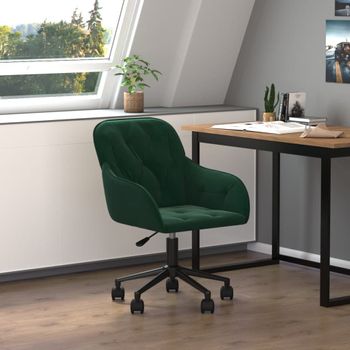 Silla De Masaje | Silla De Gaming Giratoria De Terciopelo Verde Oscuro Cfw789983