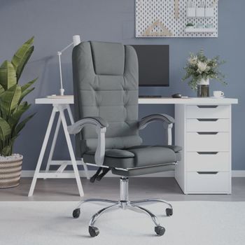 Silla De Masaje | Silla De Gaming Reclinable Con Masaje De Tela Gris Oscuro Cfw790003