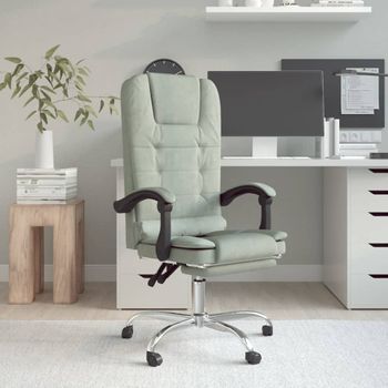 Silla De Masaje | Silla De Gaming Reclinable Con Masaje Terciopelo Gris Claro Cfw790006