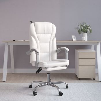 Silla De Masaje | Silla De Gaming Reclinable Cuero Sintético Blanco Cfw790007