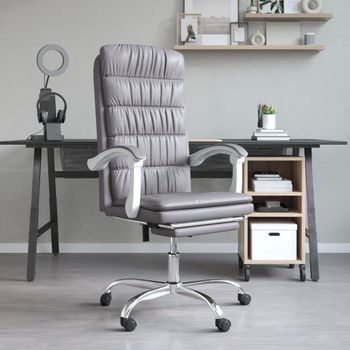 Silla De Masaje | Silla De Gaming Reclinable Cuero Sintético Gris Cfw790012